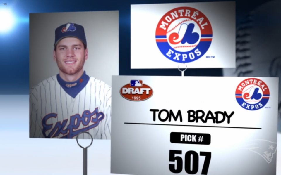 “The Brady 30” — a funny spoof, via Patriots.com on Tom Brady’s 1995 MLB draft struggle. (@Patriots)