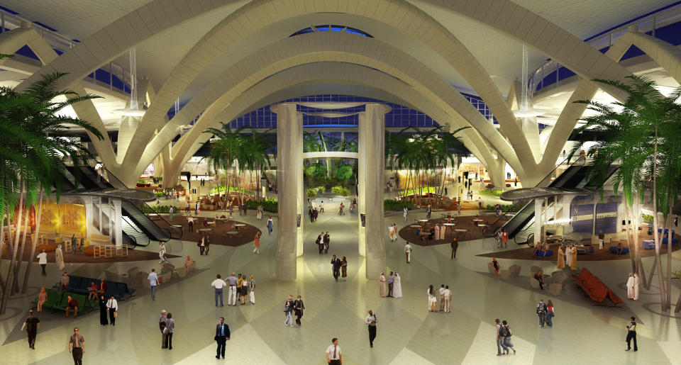 . The central space of the terminal building could hold three full-sized football pitches and features a ceiling 52m tall at its highest point.