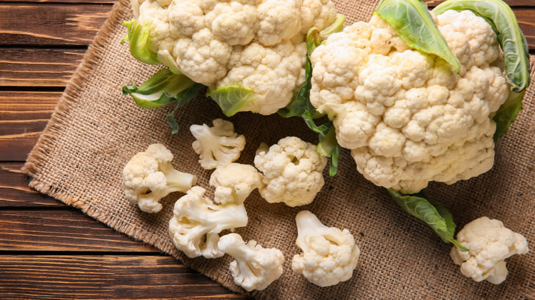 Fresh cauliflower on table