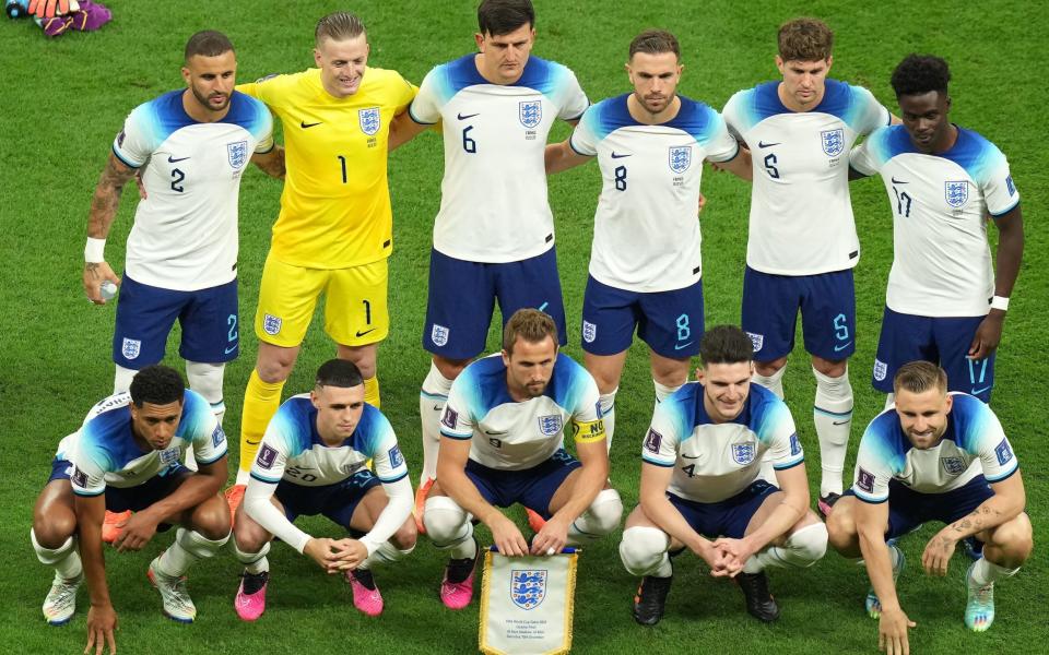 An England team group photo ahead of the FIFA World Cup Quarter-Final match at the Al Bayt Stadium - PA