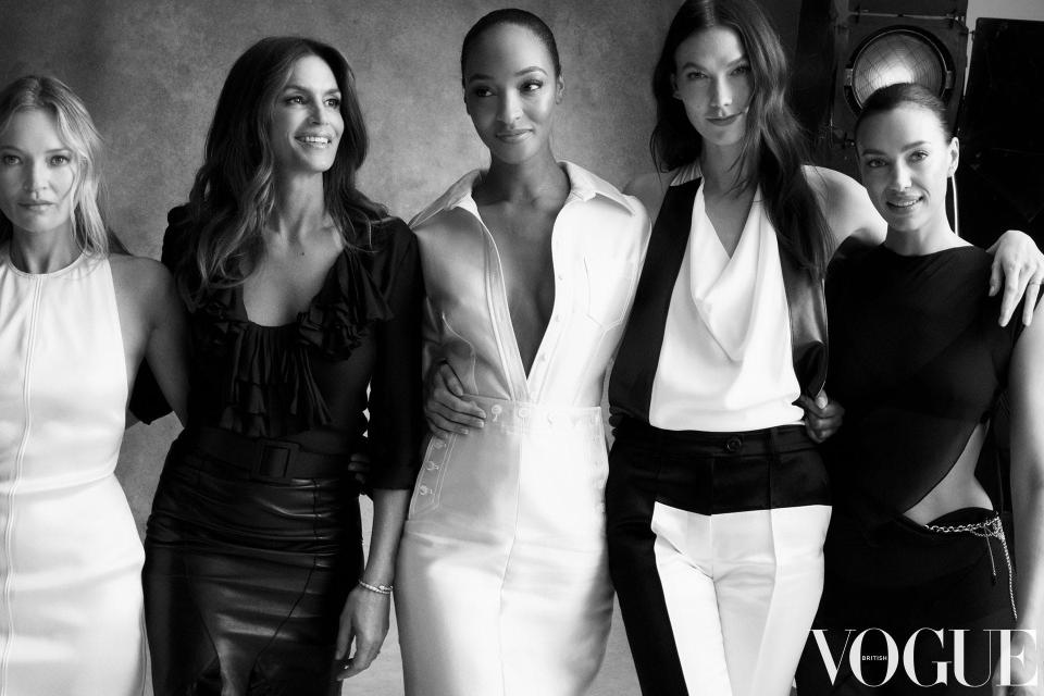 Supermodels join together for Edward Enninful's last issue of British Vogue.