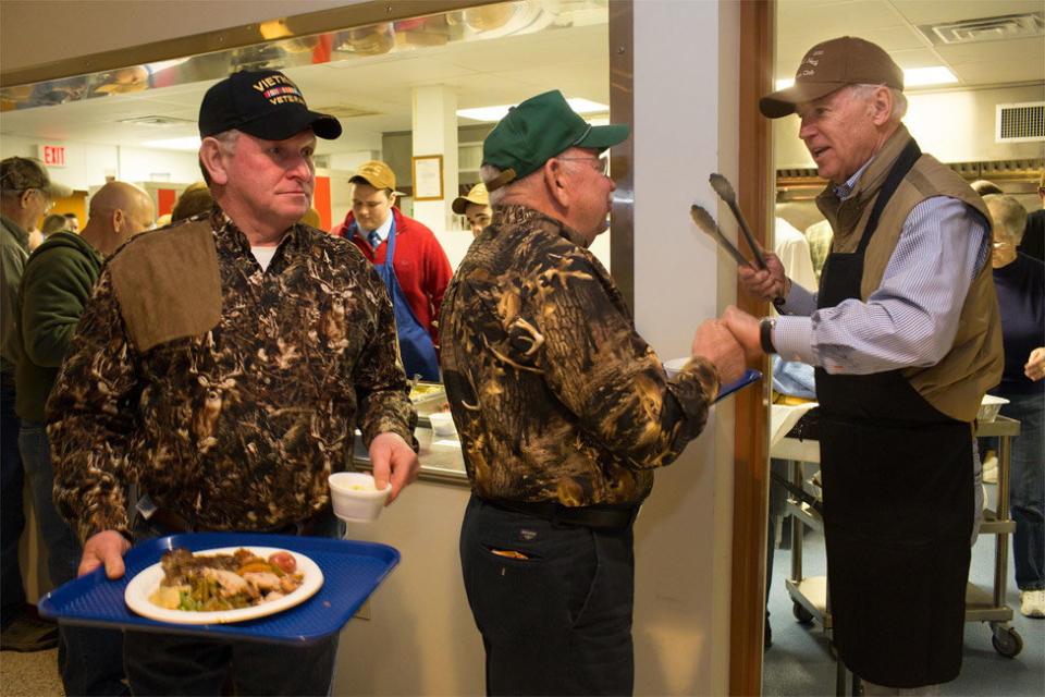 <strong>March 3, 2013</strong> Vice President Joe Biden serves rolls during the Whitehall Neck Sportsman Club's Wild Game Dinner at the Volunteer Fire Hall in Leipsic, DE.<br /> (Official White House Photo by David Lienemann)