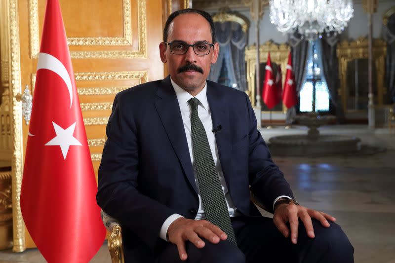 Turkish President Erdogan's spokesman Ibrahim Kalin is pictured during an interview in Istanbul