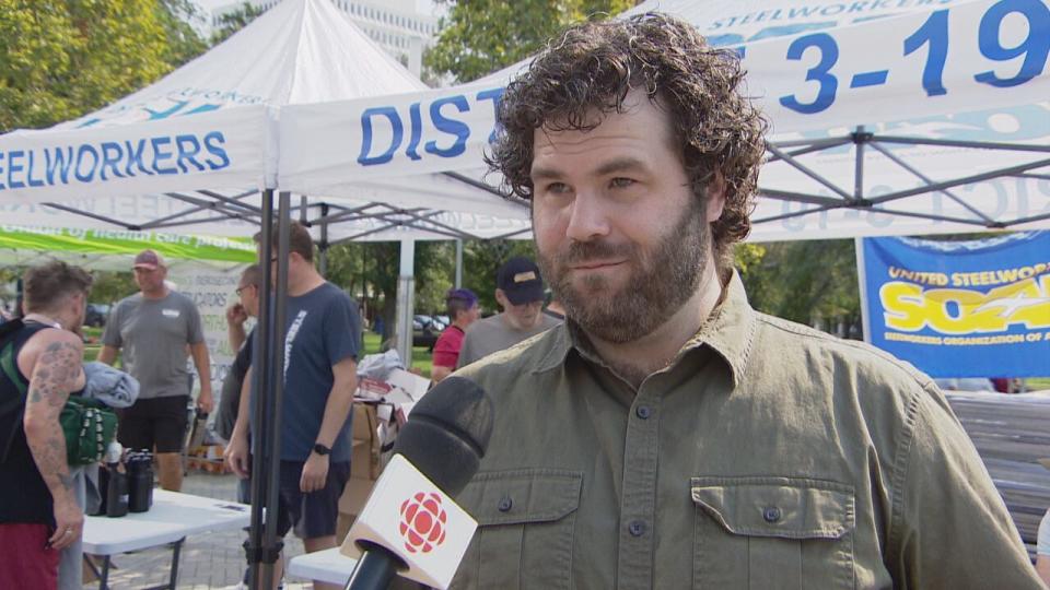 Chris Simmie is running for a Regina city council seat for Ward 10. He was at the Labour Day celebration on Monday.