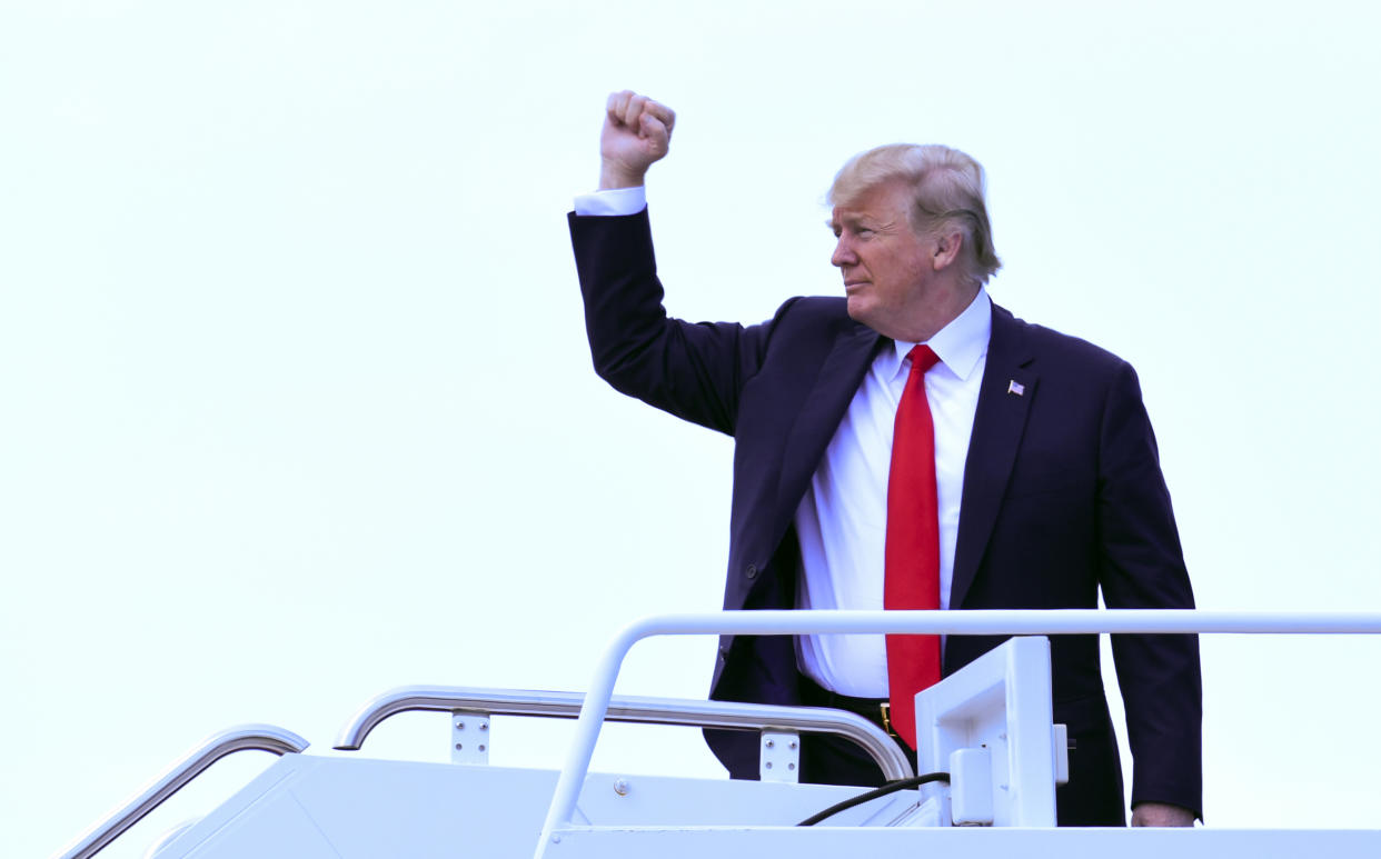 President Donald Trump spoke to crowds in Duluth, Minnesota (AP Photo/Susan Walsh)