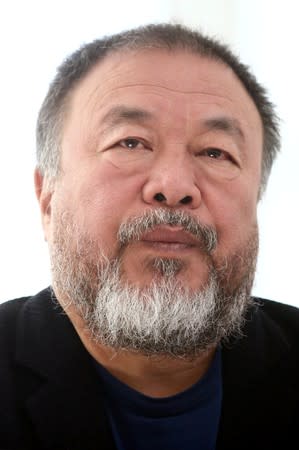 Chinese artist Ai Weiwei is pictured during a news conference for his exhibition "Restablecer Memorias" displayed at MUAC in Mexico City