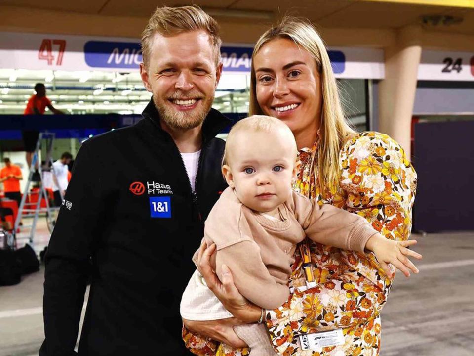 <p>Kevin Magnussen Instagram</p> Kevin Magnussen and Louise Gjorup with their daughter, Laura.