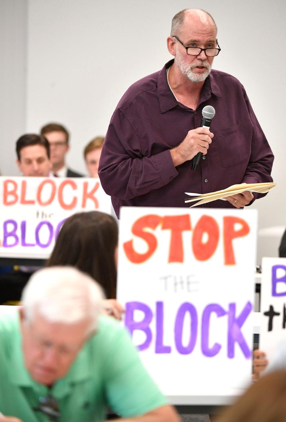 Randy Horick speaks at a public hearing regarding Tennessee’s request for a block grant for Medicaid.Tuesday, Oct. 1, 2019, in Nashville, Tenn. 