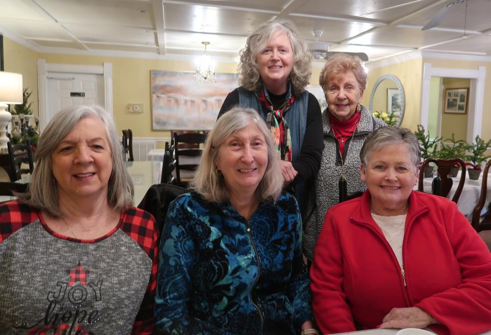 Patsy Burroughs, Karen Myers, Gail Bailey, Michelle Petitt, and Carol Dockins attended the annual New Jacksonians Christmas Lunch Bunch at the Just Divine Tea Room located in Charlene's Colony of Shoppes in Halls, Tennessee on December 1, 2022.  An opportunity for Christmas shopping was also available in the Colony of Shoppes which offer a variety of decorative accessories, fabrics, artwork, antique furniture, and much, much more. The event is held during the 1st week of December each year.