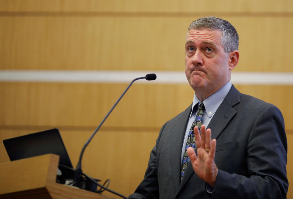 St. Louis Federal Reserve Bank President James Bullard speaks at a public lecture in Singapore October 8, 2018. REUTERS/Edgar Su