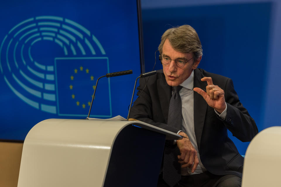 El presidente del Parlamento Europeo, David Sassoli, ha recordado a Vox que el gobierno republicano era "legítimo" y que Franco fue un "dictador". (Foto: Jonathan Raa/NurPhoto via Getty Images)