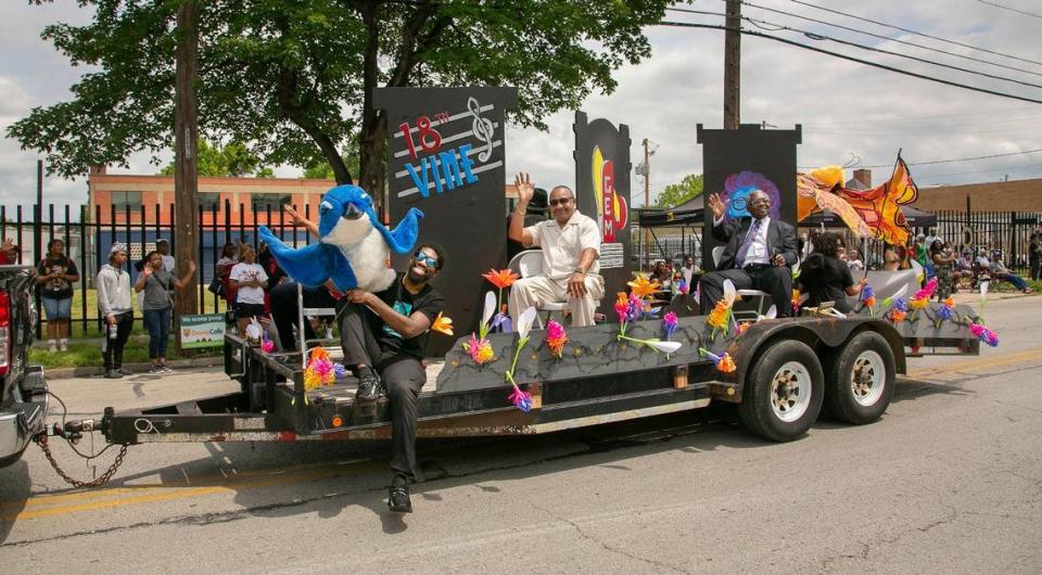 The 18th and Vine float is seen at the 13th annual JuneteenthKC Cultural Parade.