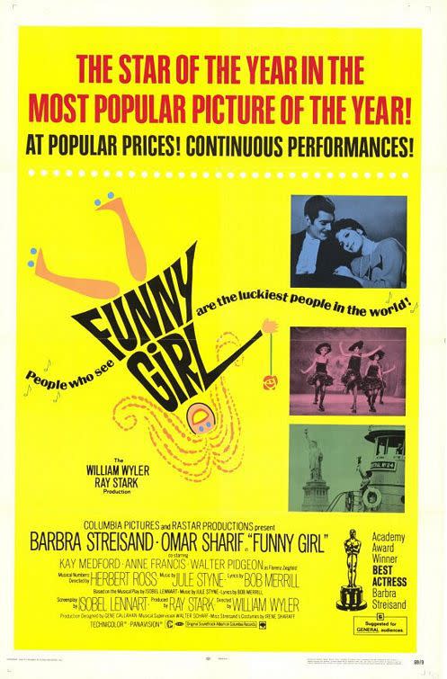 Movie poster for the 1968 film, Funny Girl