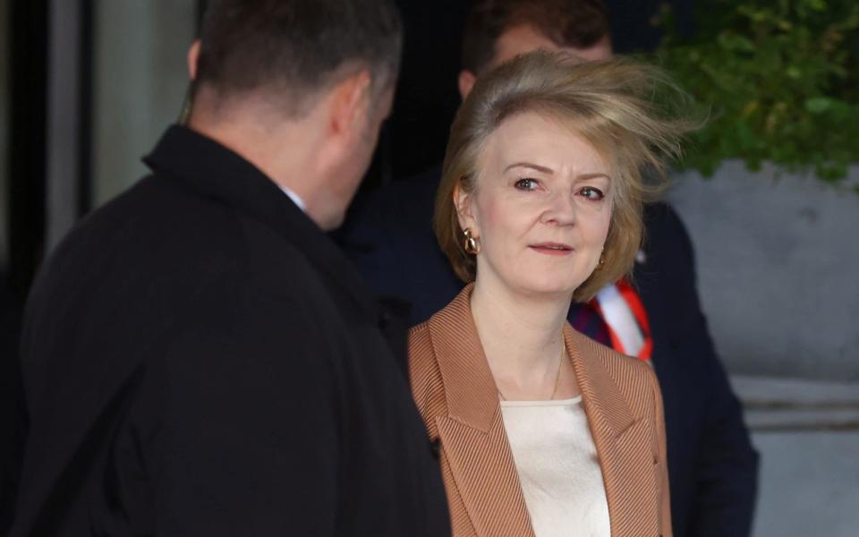 Liz Truss, the Prime Minister, is pictured in Birmingham this morning - Hannah McKay/Reuters