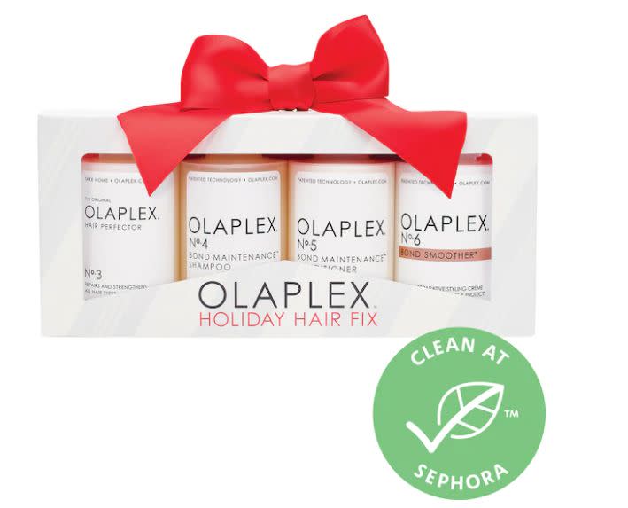 Get this <a href="https://fave.co/2HLWJEl" target="_blank" rel="noopener noreferrer">Olaplex Holiday Hair Fix Kit on sale</a> (normally $60) during Sephora's Holiday Savings Event with code <strong>HOLIDAYFUN</strong> at checkout.