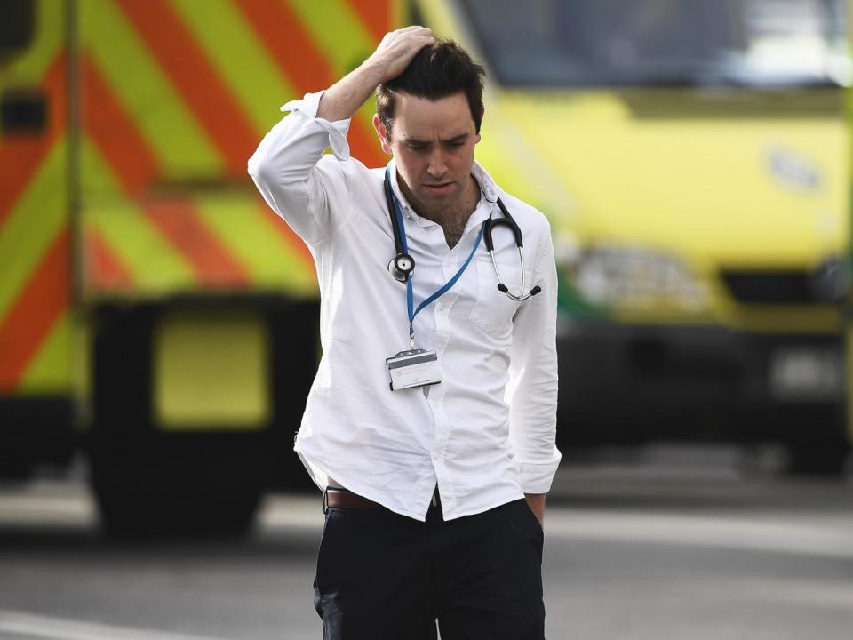 A medic is seen near Westminster Bridge after a terrorist attack (Getty Images)