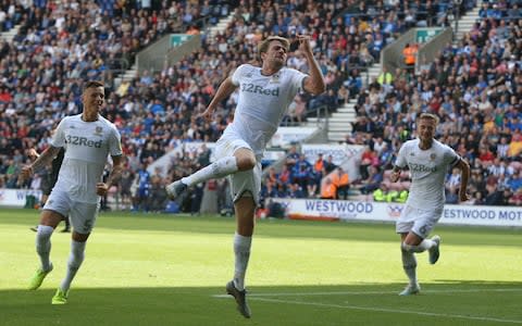 Leeds United's Patrick Bamford celebrates scoring his and his side's second goal  - Credit: GETTY IMAGES