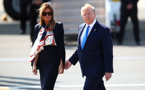 First Lady Melania Trump arrives alongside President Donald Trump for their state visit to Britain, - Credit: &nbsp;CARLOS BARRIA/REUTERS