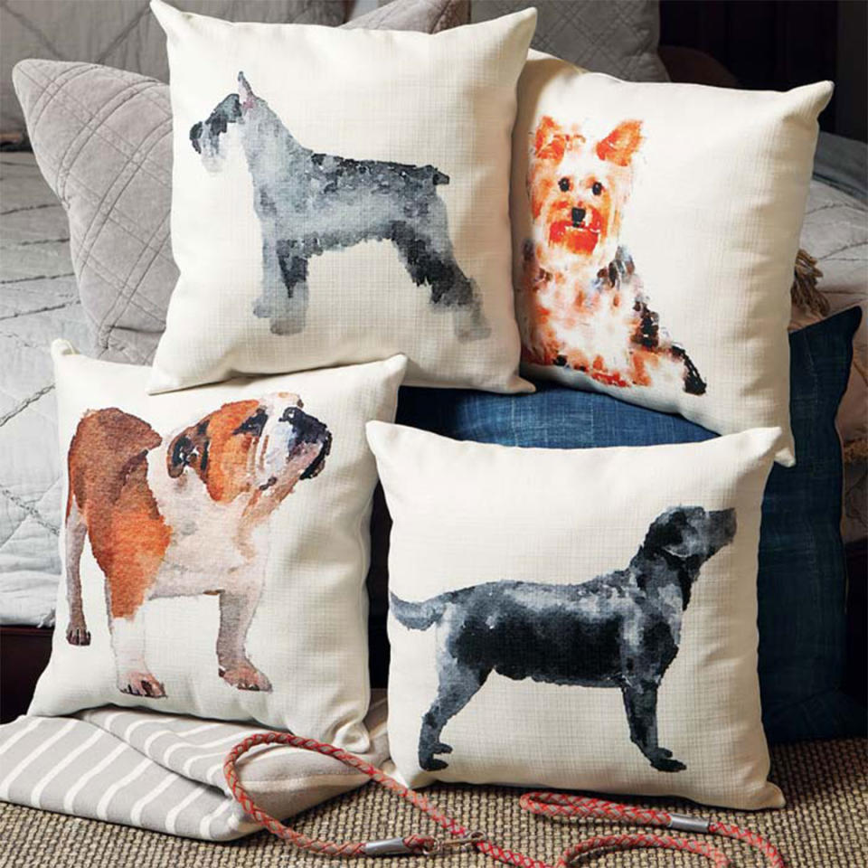 <p>Dog dads can always keep their fur babies close with these customizable pooch pillows. </p> <p><strong>Buy it!</strong> Watercolor Pup Pillows, $88.00; <a href="https://www.oliveandcocoa.com/product/watercolor-pup-pillows/pillows-and-throws" rel="nofollow noopener" target="_blank" data-ylk="slk:OliveandCocoa.com;elm:context_link;itc:0;sec:content-canvas" class="link ">OliveandCocoa.com</a></p>