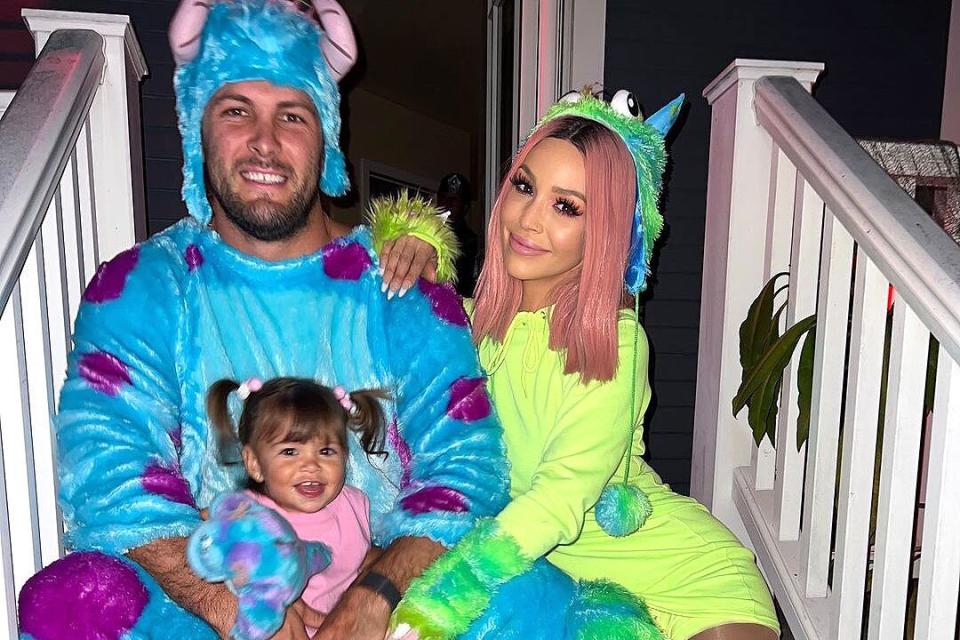 Scheana Shay and Daughter Summer Pose in 'Monsters Inc' Halloween Costumes with Brock Davies