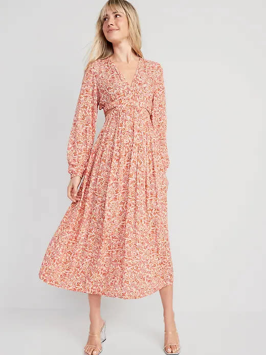 Waist-Defined Crepe Side-Cutout Maxi Dress. Image via Old Navy.