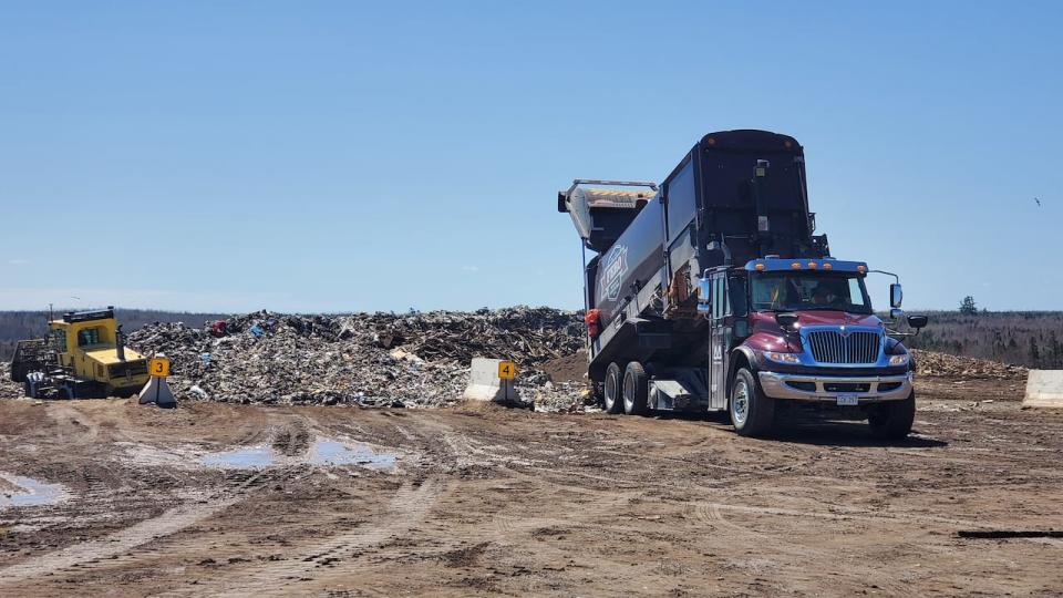 Fredericton Region Solid Waste has sectioned off lanes for customers to dump waste to ensure physical distancing.