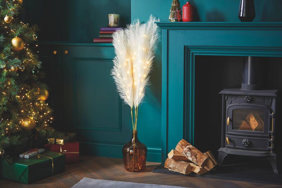 <p>Aldi explain: 'This fluffy Lit Pampas Grass (£12.99) makes a great addition to a festive floral display. Available in a choice of cream or dusty pink and with 15 LEDS per grass, this battery powered decoration is the perfect feathery statement for any Christmas decor.'</p><p><strong>Follow House Beautiful on <a href="https://www.instagram.com/housebeautifuluk/" rel="nofollow noopener" target="_blank" data-ylk="slk:Instagram;elm:context_link;itc:0;sec:content-canvas" class="link ">Instagram</a>.</strong></p>