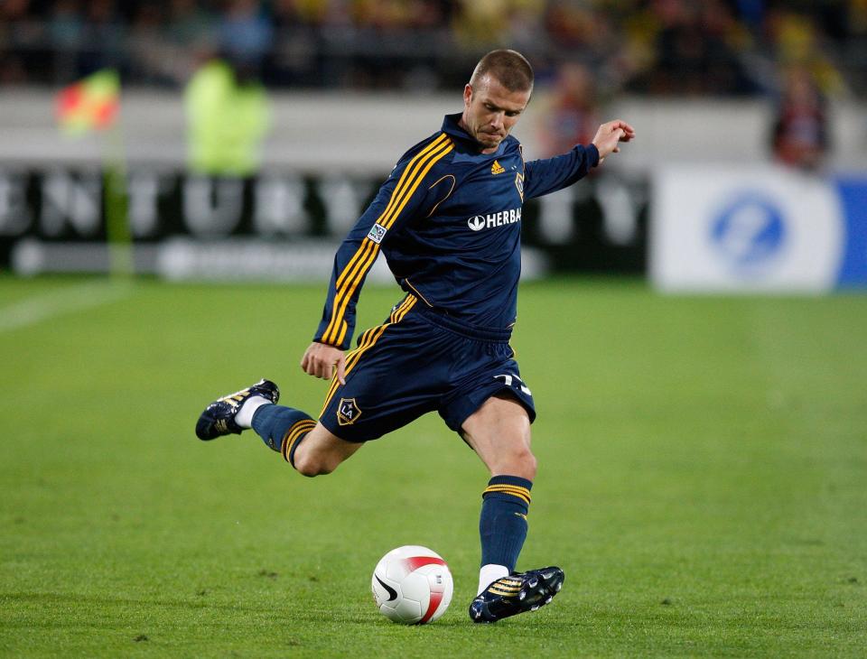 David Beckham of LA Galaxy in action during the friendly match between Wellingto Phoenix FC and the LA Galaxy held at the Westpac Stadium December 1, 2007 in Wellington, New Zealand.