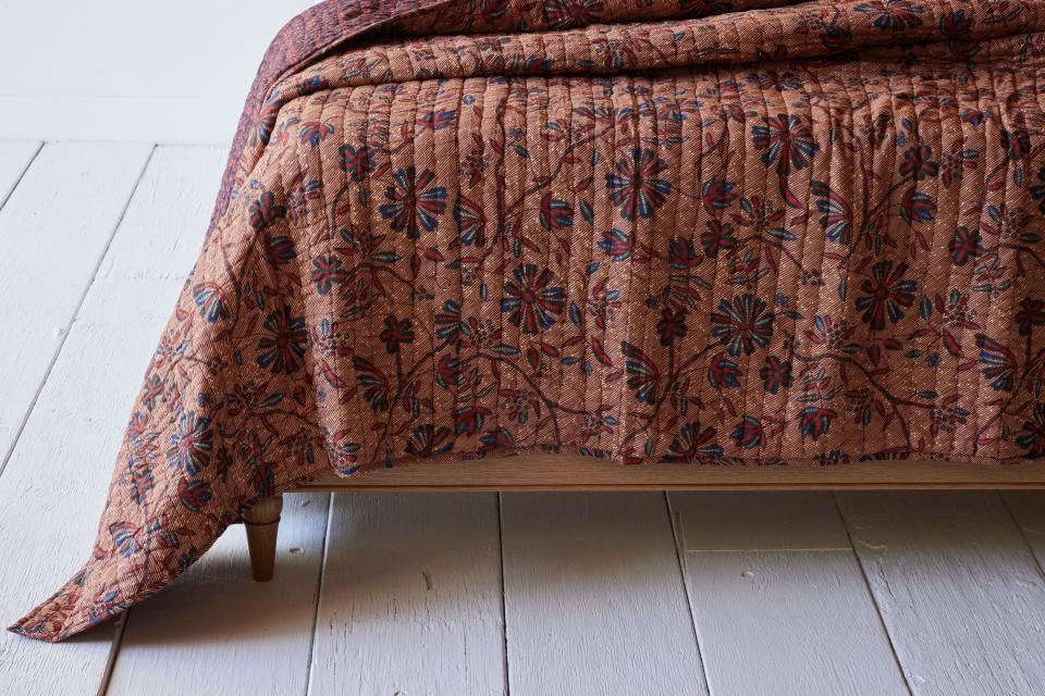 24) Nickey Kehoe Quilt, Currant and Navy Hash Stripe