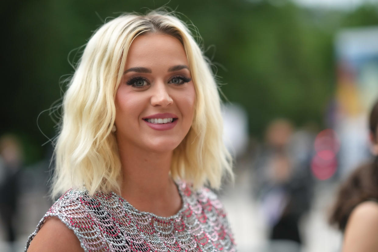 PARIS, FRANCE - JULY 05: Katy Perry is seen, outside Louis Vuitton Parfum hosts dinner at Fondation Louis Vuitton, during Paris Fashion Week - Haute Couture Fall/Winter 2021/2022, on July 05, 2021 in Paris, France. (Photo by Edward Berthelot/Getty Images)