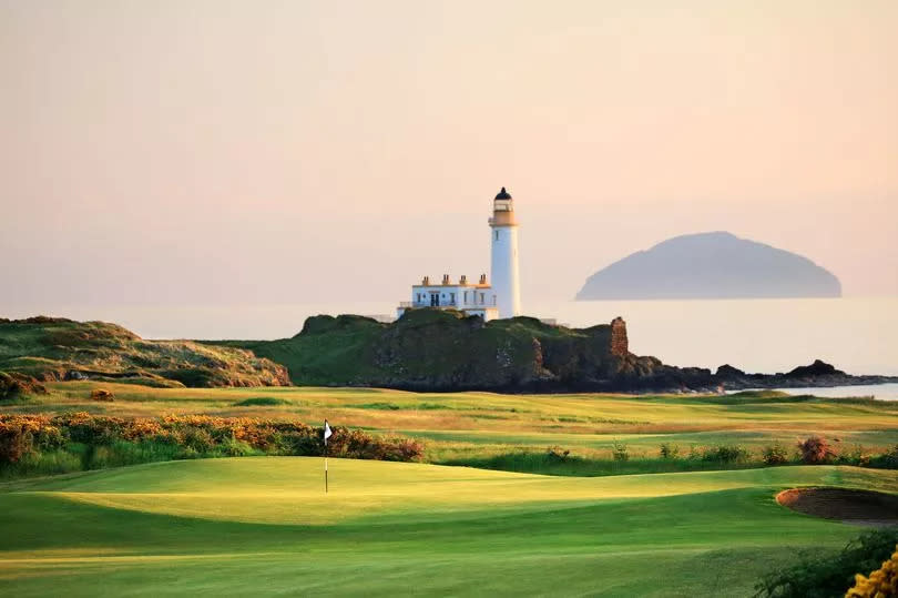 The Ailsa course with the famous lighthouse and the Ailsa Craig in the background