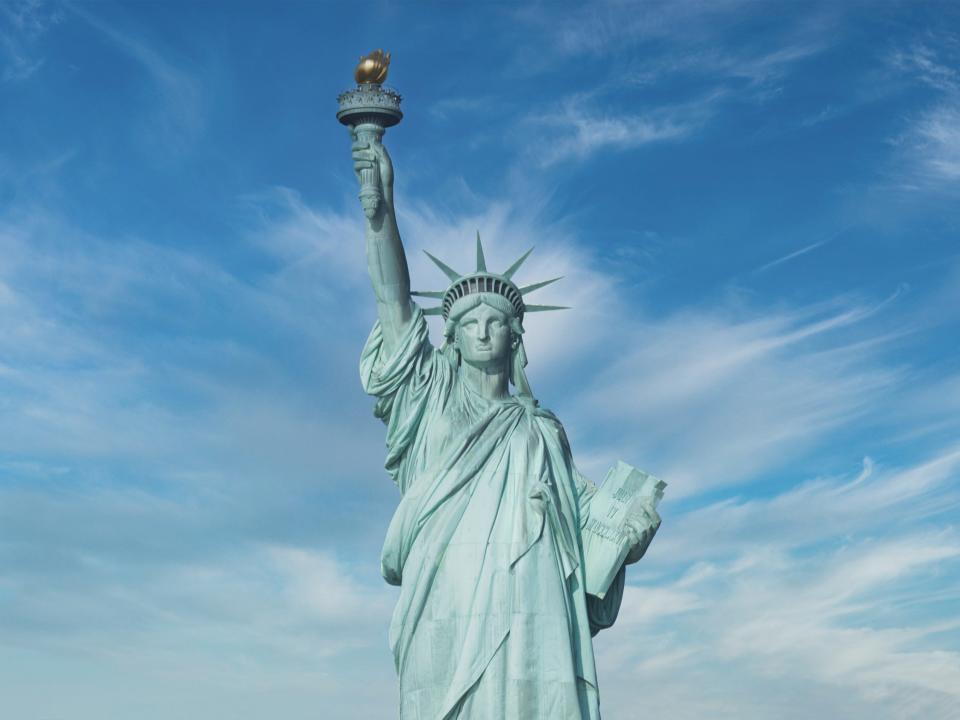 Front view of the Statue of Liberty, New York.