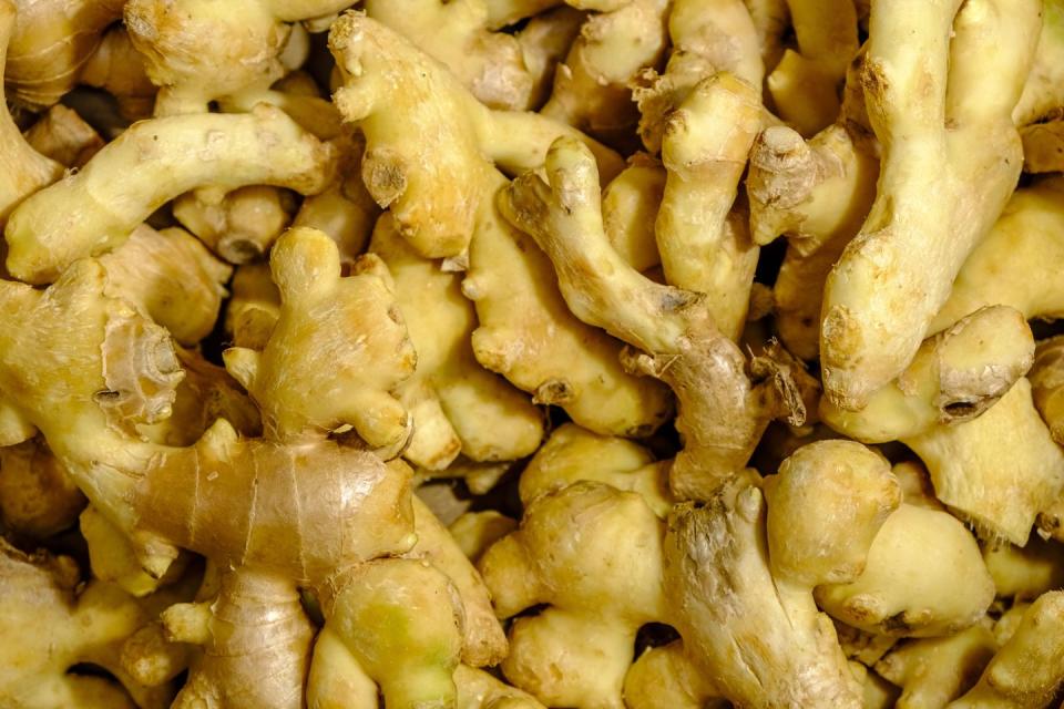 fresh ginger roots are for sale at nonthaburi market