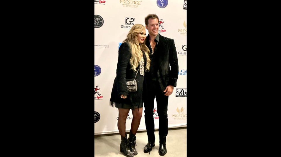 Orianne Cevey Collins Bates and Tom Bates at the Palm Court in Miami’s Design District for his concert, November 18, 2021