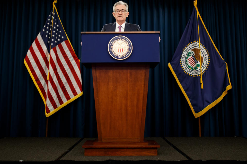 WASHINGTON , June 19, 2019 -- U.S. Federal Reserve Chairman Jerome Powell speaks at a press conference in Washington D.C., the United States, on June 19, 2019. The U.S. Federal Reserve on Wednesday left interest rates unchanged as officials weighed mixed signals on the health of the U.S. economy and the impact of trade tensions. (Photo by Ting Shen/Xinhua via Getty) (Xinhua/Ting Shen via Getty Images)