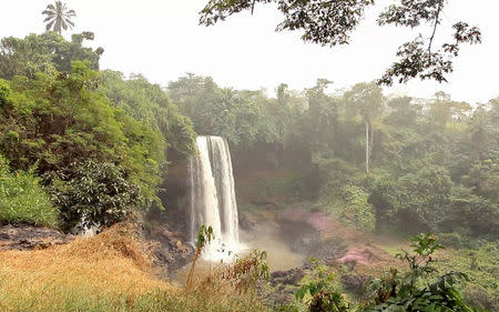 A still image taken from a video shot on December 10, 2017 shows a waterfall in Agbokim Waterfalls village, which borders on Cameroon, Nigeria. REUTERS/via Reuters TV