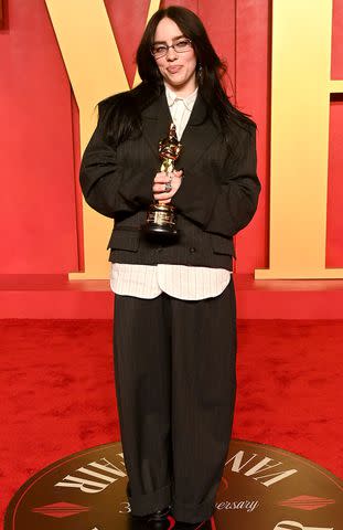 <p>Jon Kopaloff/Getty Images</p> Billie Eilish in Los Angeles at the 2024 Vanity Fair Oscar Party in March