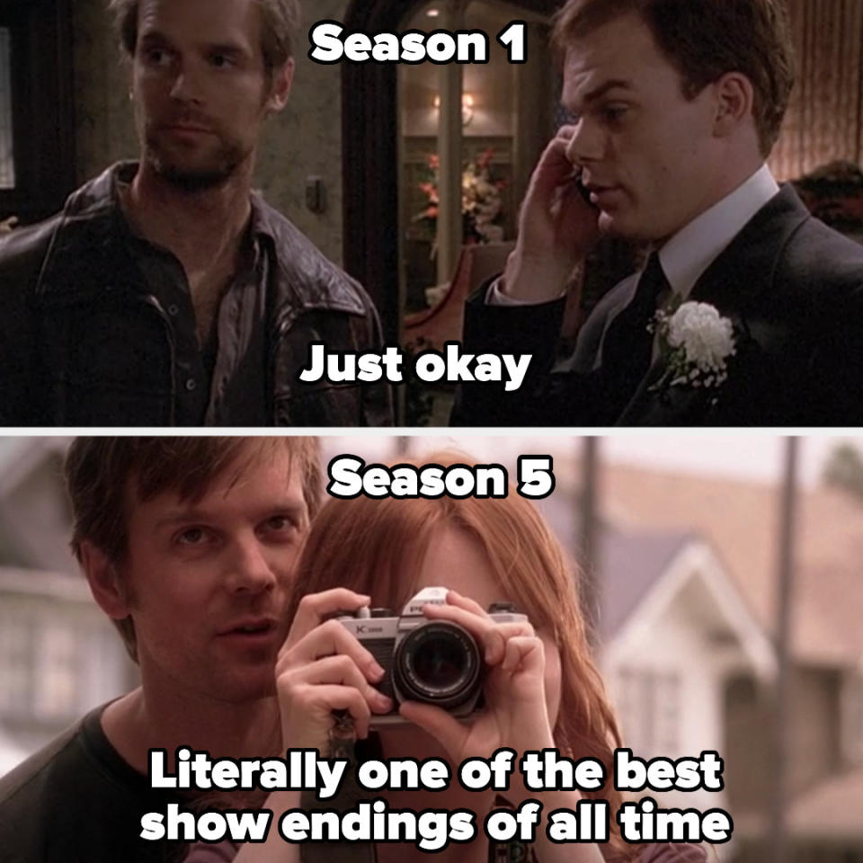 season labeled "just okay" and season 5 labeled "Literally one of the best show endings of all time"