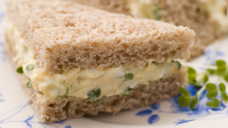 Egg mayonnaise and mustard cress sandwiches