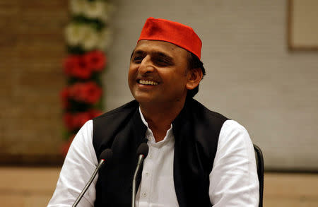 Akhilesh Yadav, Chief Minister of the northern state of Uttar Pradesh and Samajwadi Party (SP) President, addresses a news conference before resigning from his post in Lucknow, India, March 11, 2017. REUTERS/Pawan Kumar