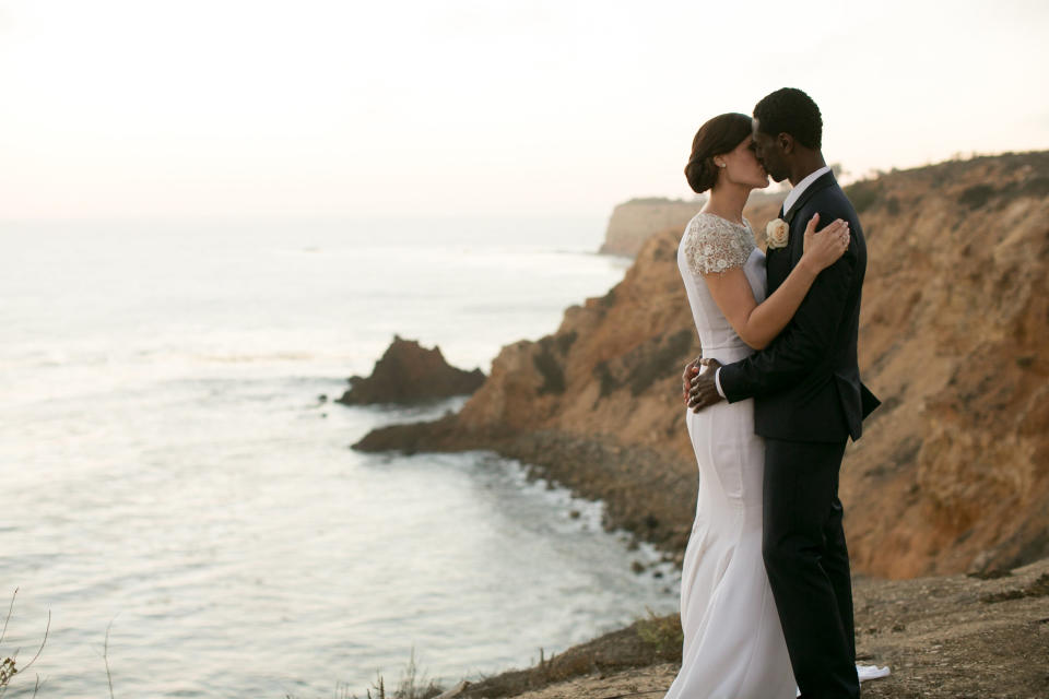 "Jenn and Antonio's ceremony was on top of a cliff overlooking the ocean at Terranea Resort. While the design of the ceremony was all white, we surprised guests with a sexy red and fuchsia reception." -- <i><a href="https://www.tessa.com/" target="_blank">Tessa Lyn Events</a>&nbsp;</i>