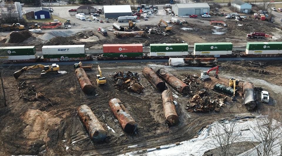 Cleanup efforts continue in East Palestine one month after a fiery train derailment released chemicals into the environment.