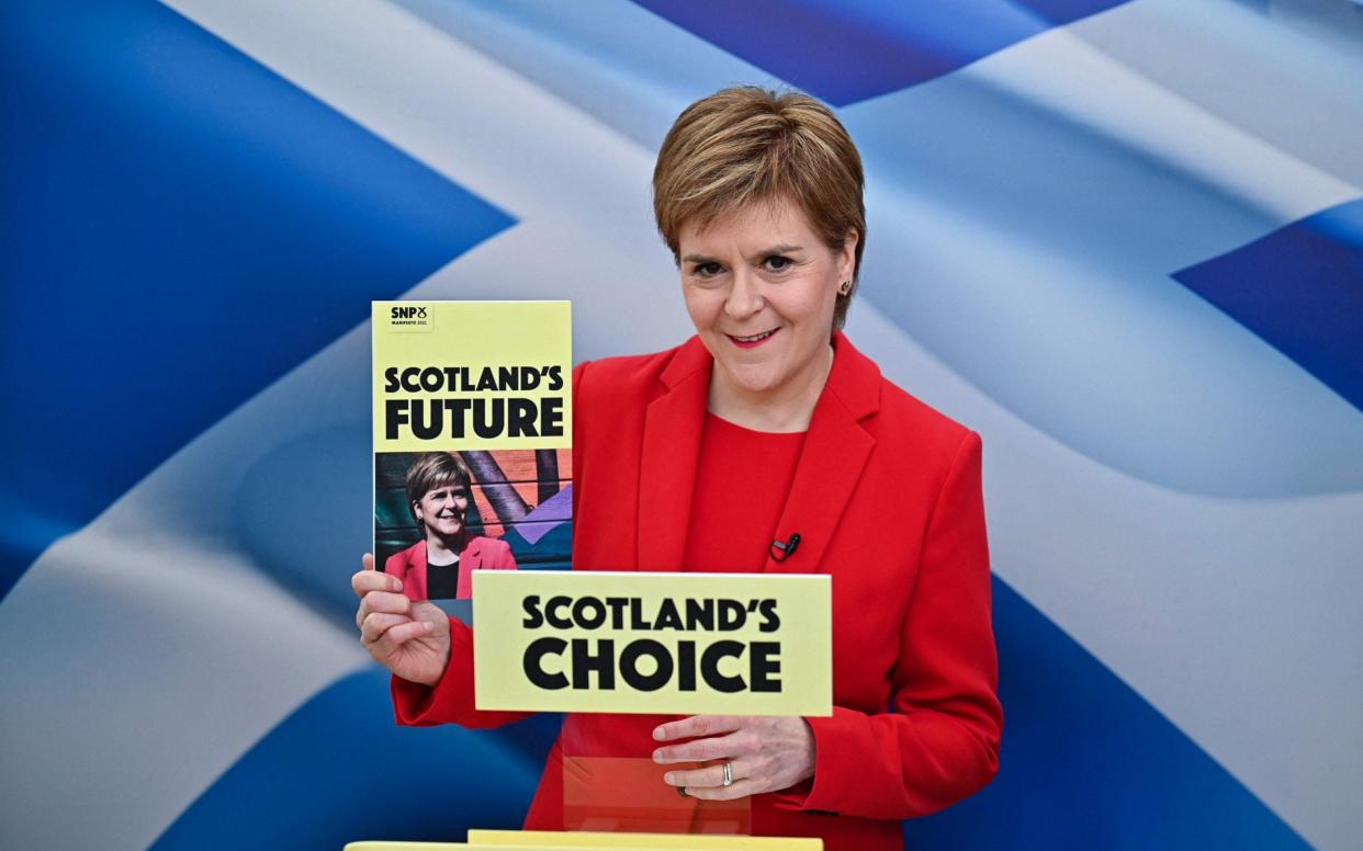 Nicola Sturgeon launches the SNP's Election Manifesto in Glasgow - AFP