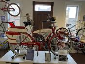 This modified 1953 Schwinn DX that was used in the 1985 film "Pee-wee’s Big Adventure," starring Paul Reubens as Pee-wee Herman, appears at the Bicycle Museum of America in New Bremen, Ohio on Dec. 26, 2022. The museum traces the bike's impact on culture, transportation and plain ol’ fun, showing how it became synonymous with convenience and ease. (Steve Wartenberg via AP)