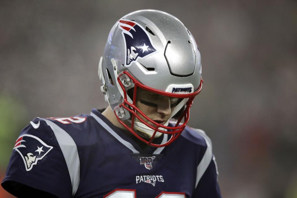 The end? Did New England Patriots quarterback Tom Brady walk off the Gillette Stadium field for the last time on Saturday night? (AP Photo/Charles Krupa)