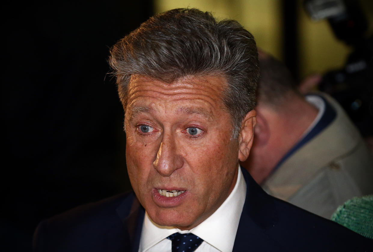 LONDON, ENGLAND - DECEMBER 14: Former DJ Neil Fox addresses the media as he leaves after being cleared of all charges in his trial at the City of Westminster Magistrates Court on December 14, 2015 in London, England.  Mr Fox was cleared of 10 separate charges which had been alleged to have taken place between 1988 and 2014. (Photo by Carl Court/Getty Images)