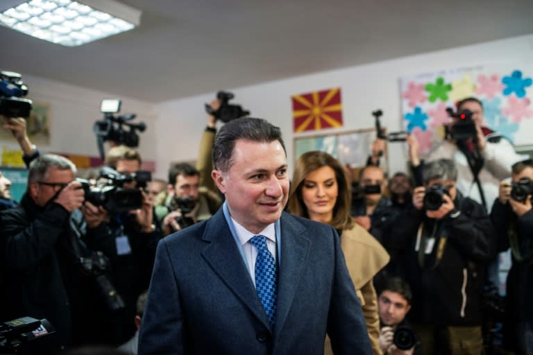 Macedonia's former prime minister and leader of the ruling VMRO DPMNE Nikola Gruevski arrives to cast his vote at a polling station in Skopje during a general election on December 11, 2016