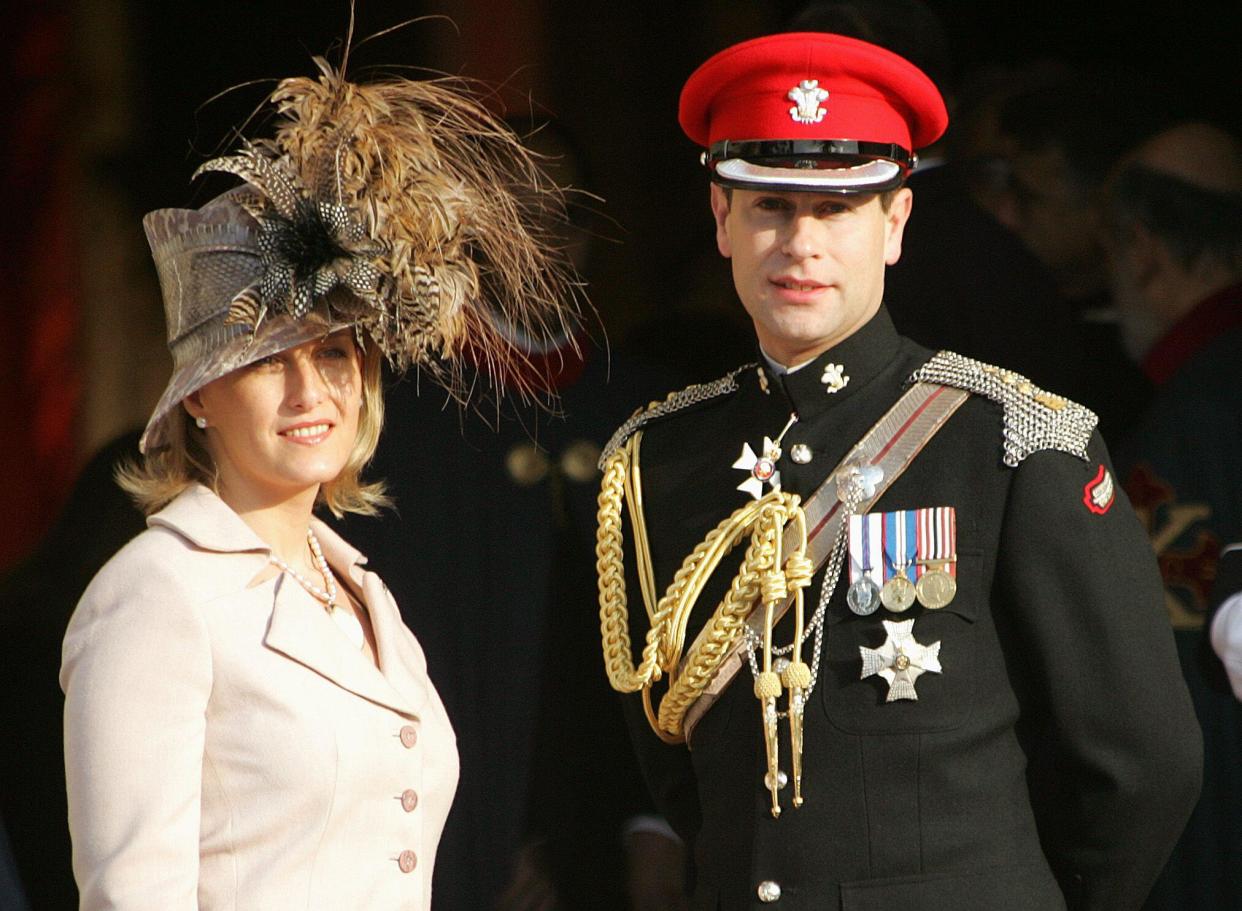 Britain's Prince Edward, the Earl of Wessex and his wife Sophie, Countess of Wessex arrive at the cathedral of Monaco, before a mass ceremony in Monaco, Saturday Nov.19, 2005. Bells pealed across Monaco as the tiny Riviera principality feted Prince Albert II's rise to the throne Saturday and bid a final symbolic farewell to his late father, Rainier III. Princes from Europe, Africa and the Middle East were among the royal representatives who flew to Monaco for a day of festivities to mark the final phase of Albert's ascension to the throne of the principality's 700-year-old dynasty.(AP Photo/Li