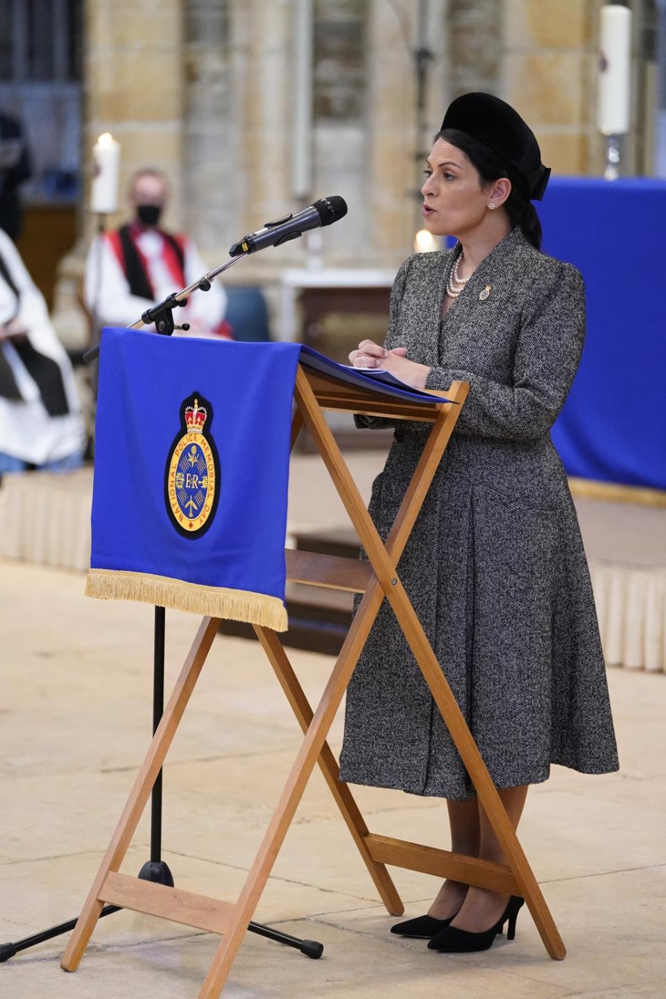 Home Secretary Priti Patel read a passage from the Bible to mark NPMD at Lincoln Cathedral (Danny Lawson/PA) (PA Wire)