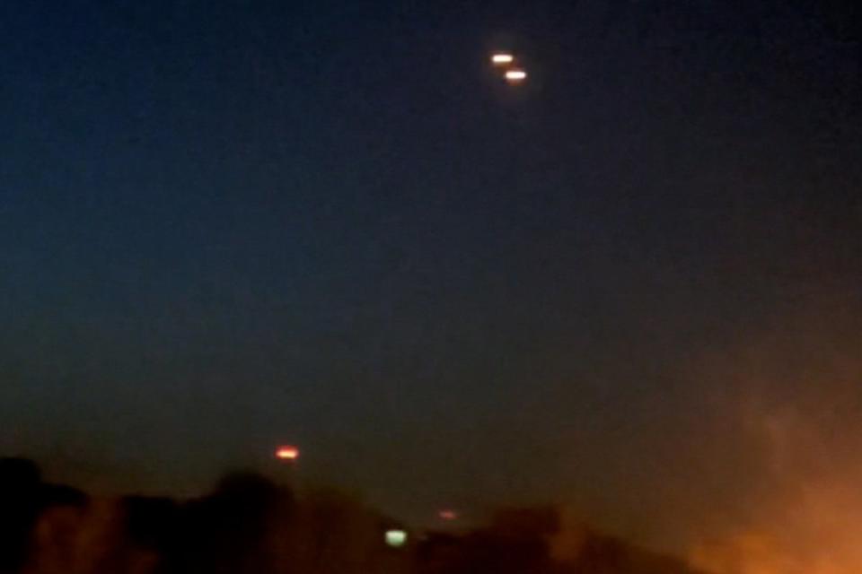 The Islamic Revolutionary Guard Corps released a photo that it said showed flashes in the sky of Isfahan following reports of explosions (IRGC)